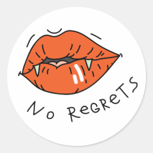 No Regrets Red Lips Valentine Classic Round Sticker