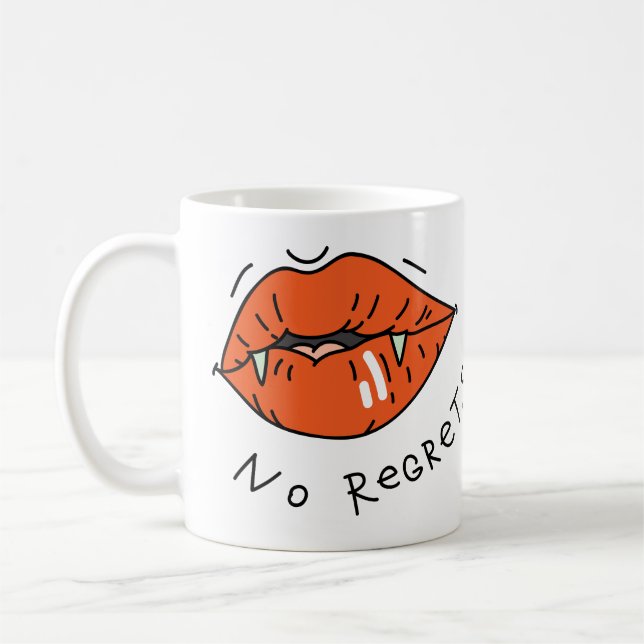 No Regrets Red Lips Valentine Coffee Mug (Left)