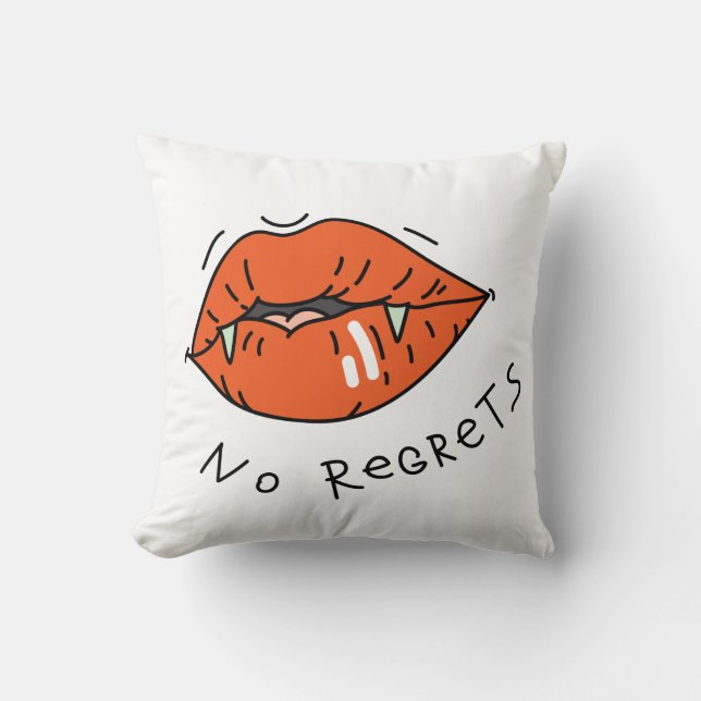 No Regrets Red Lips Valentine Cushion (Front)