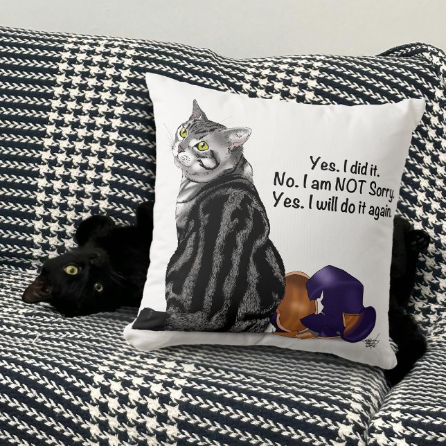 No Remorse Tabby Cat Funny Cushion (Creator Uploaded)
