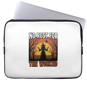 No Rest For The Wicked Vintage Witch Halloween Des Laptop Sleeve