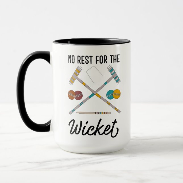 No Rest for the Wicket Funny Croquet Themed Mug (Left)