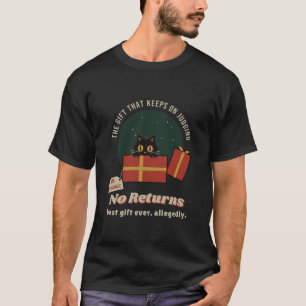 No Returns Black Cat in Christmas Gift Box Funny T-Shirt