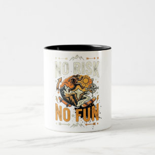 No Risk No Fun Bold Motivational Adventure Quote Two-Tone Coffee Mug