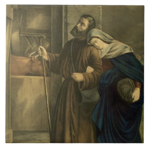 No Room at the Inn, A Vintage Christmas Ceramic Tile