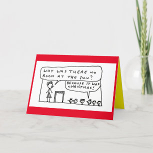 No Room At The Inn Christmas Cartoon Holiday Card
