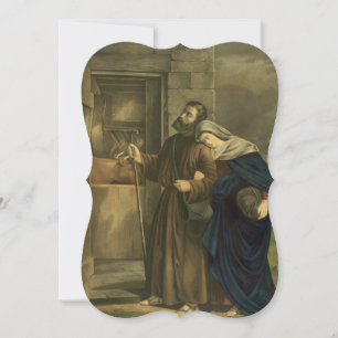 No Room at the Inn Vintage Fancy Cut Christmas Holiday Card