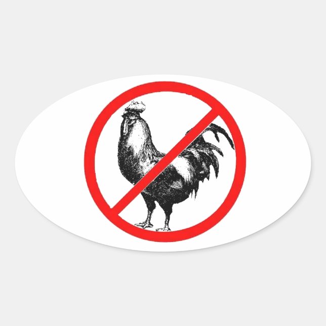 No Rooster?! Oval Sticker (Front)