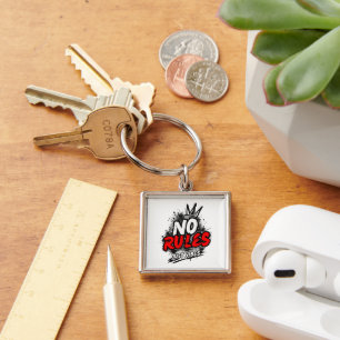 No Rules Graphic Keychain