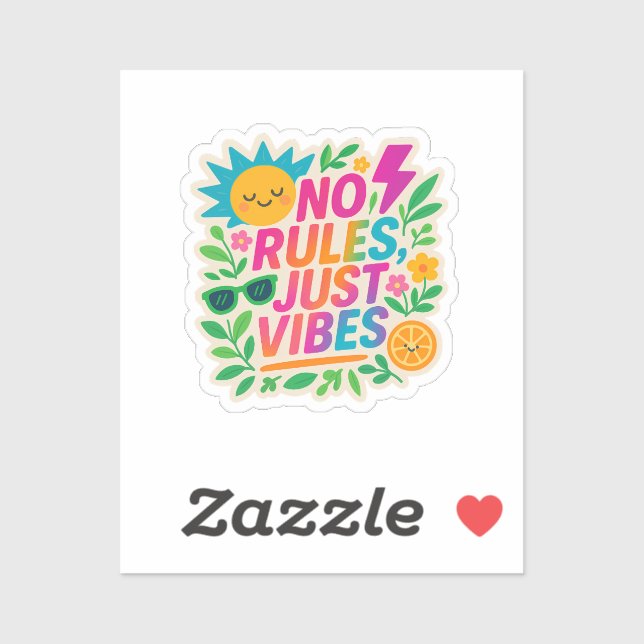 No Rules Just Vibes – Neon Gradient Kawaii-Punk Ty (Sheet)