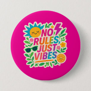 No Rules Just Vibes – Neon Gradient Kawaii-Punk Ty 7.5 Cm Round Badge