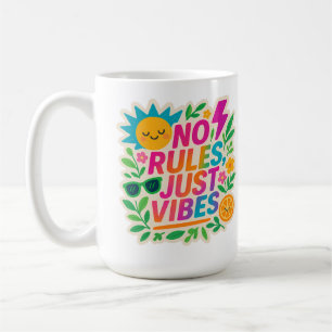 No Rules Just Vibes – Neon Gradient Kawaii-Punk Ty Coffee Mug