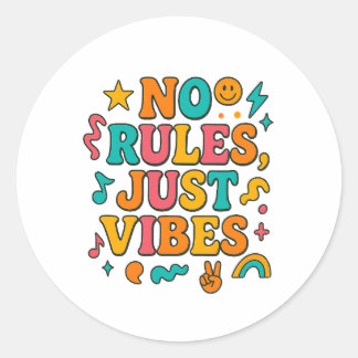 No Rules Just Vibes Sticker – Funky Retro