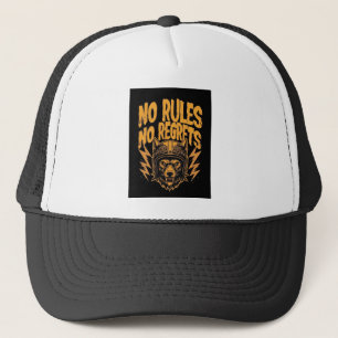 No Rules No Regrets - Wolf Biker Graphic Trucker Hat