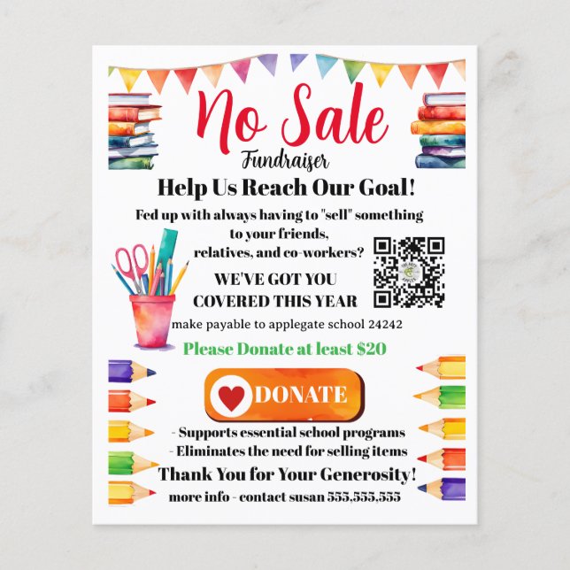 No SALE fundraiser school event Flyer (Front)