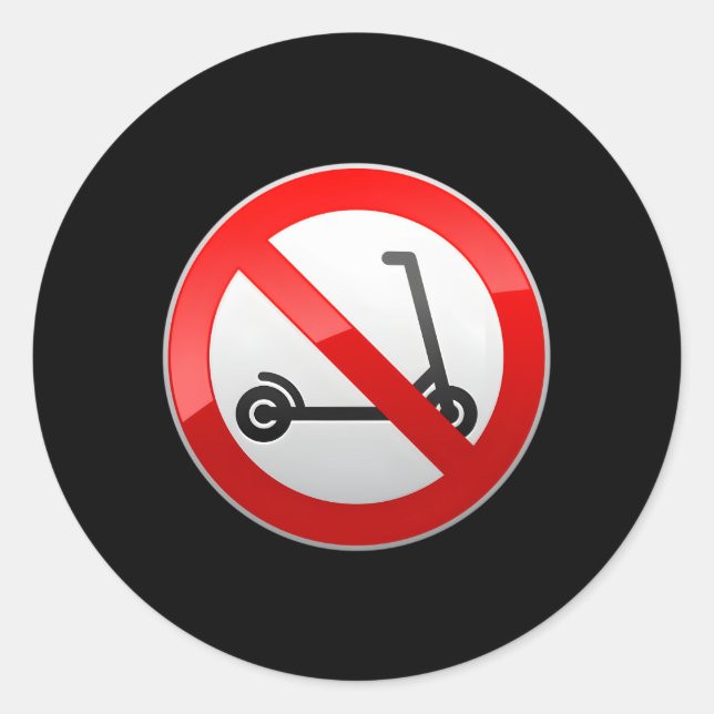 No Scooter Allowed Sign Classic Round Sticker (Front)