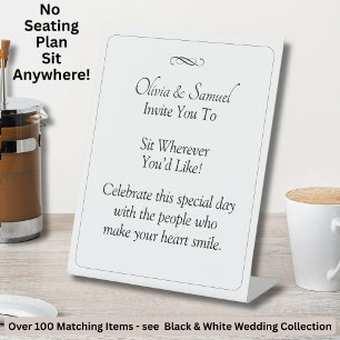 No Seating Chart - Wedding Black White Infinity Pedestal Sign