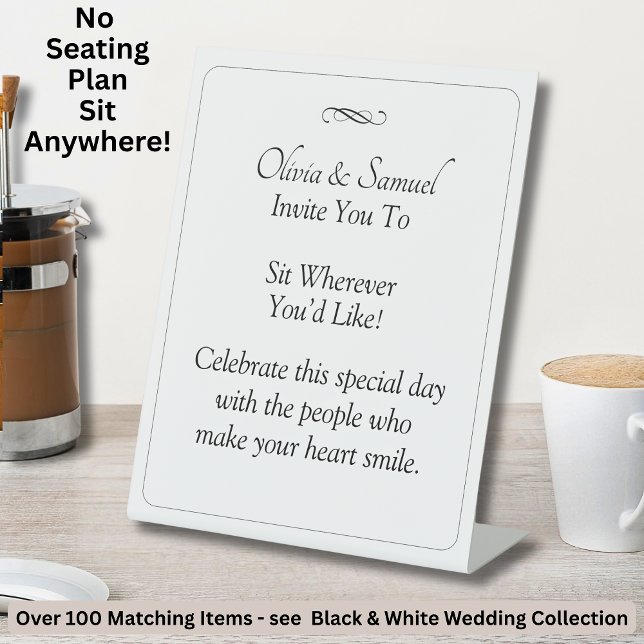 No Seating Chart - Wedding Black White Infinity Pedestal Sign (Creator Uploaded)