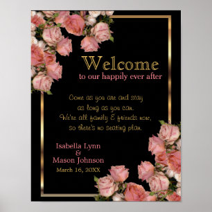 No Seating Plan - Elegant Pink Wedding Roses Poster