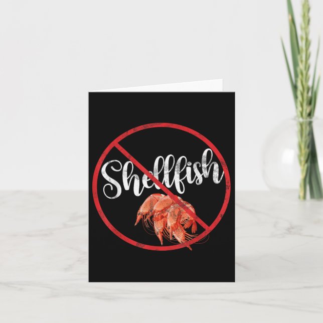 No Shellfish Allergy Awareness Warning Allergic  Card (Front)