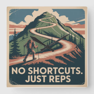 No Shortcuts. Just Reps Square Wall Clock