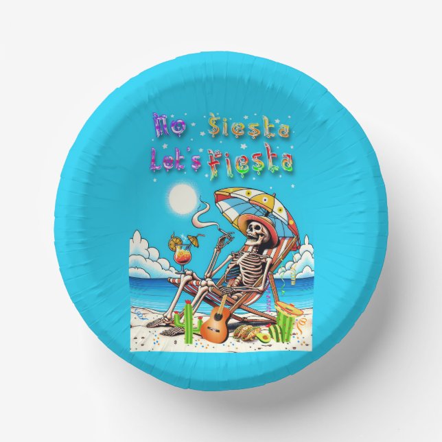 No Siesta Let's Fiesta Paper Plate (Front)