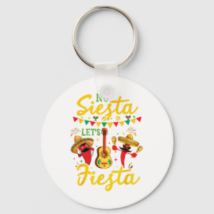 No Siesta Lets Fiesta Sombrero Cinco De Mayo Party Key Ring