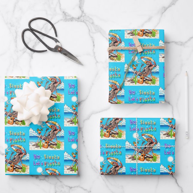 No Siesta Let's Fiesta Wrapping Paper Sheet (Front)