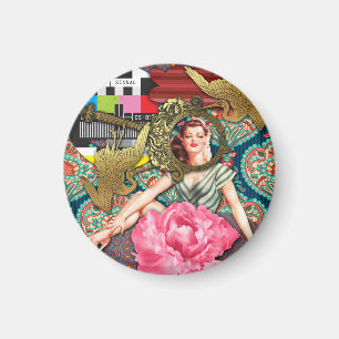 No-Signal - Cheeky Lady Digital Collage Magnet