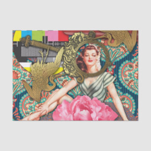 No-Signal - Cheeky Lady Digital Collage Tissue Paper