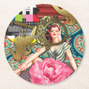 No-Signal - Cheeky Lady Round Paper Coaster
