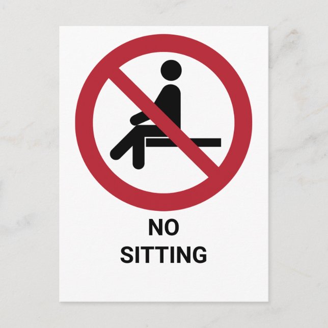 No Sitting, Prohibition Sign Postcard (Front)