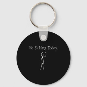 No Skiing Today Funny Mood Joke Minimal Line Art _ Key Ring