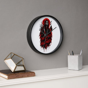 No Sleep Just Halloween Scream Gothic Horror Desig Clock