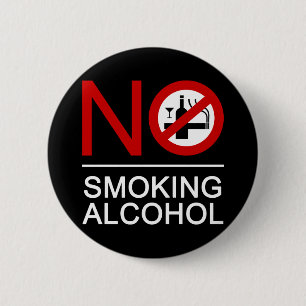 NO Smoking Alcohol ⚠ Thai Sign ⚠ 6 Cm Round Badge
