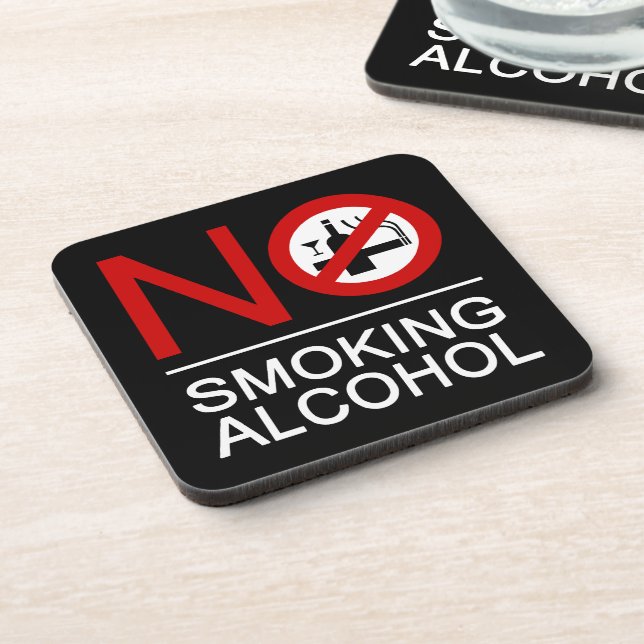 NO Smoking Alcohol ⚠ Thai Sign ⚠ Coaster (Left Side)