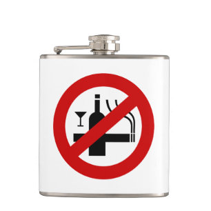 NO Smoking Alcohol ⚠ Thai Sign ⚠ Hip Flask