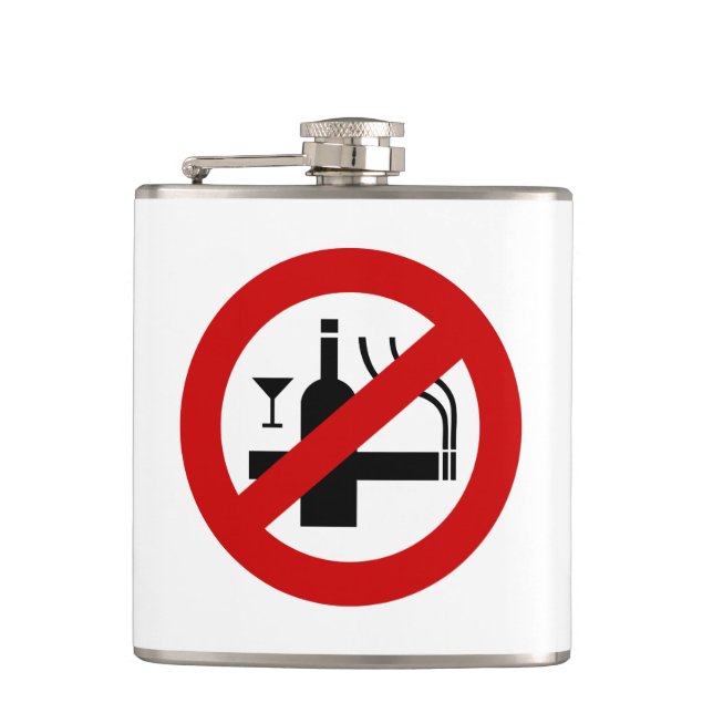 NO Smoking Alcohol ⚠ Thai Sign ⚠ Hip Flask (Front)