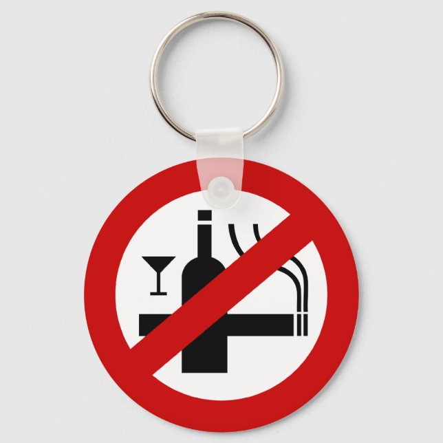 NO Smoking Alcohol ⚠ Thai Sign ⚠ Key Ring (Front)