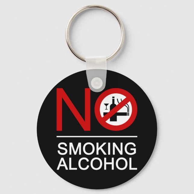 NO Smoking Alcohol ⚠ Thai Sign ⚠ Key Ring (Front)