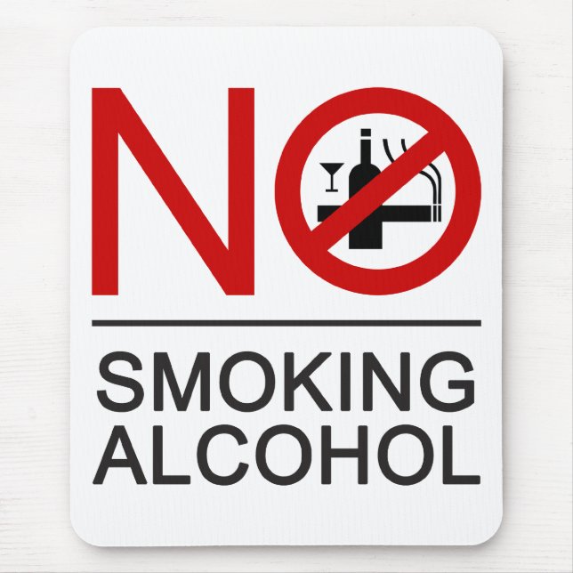 NO Smoking Alcohol ⚠ Thai Sign ⚠ Mouse Pad (Front)