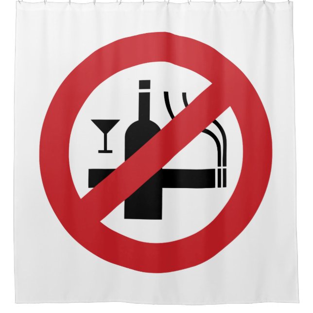 NO Smoking Alcohol ⚠ Thai Sign ⚠ Shower Curtain (Front)