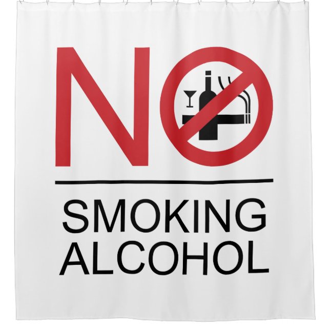 NO Smoking Alcohol ⚠ Thai Sign ⚠ Shower Curtain (Front)