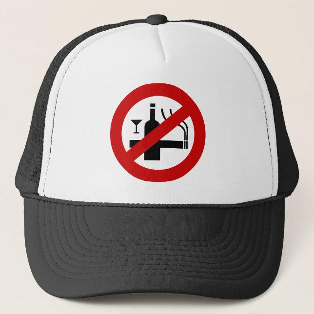 NO Smoking Alcohol ⚠ Thai Sign ⚠ Trucker Hat (Front)