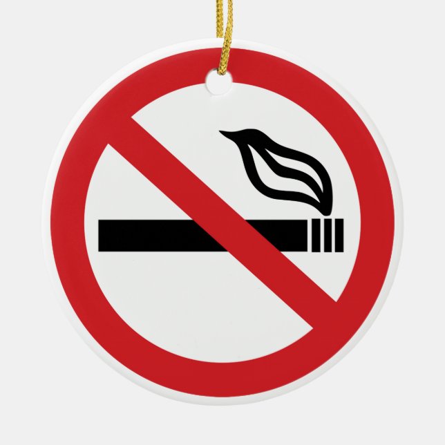No Smoking Anti Smoking Cigarette Tobacco Ceramic Ornament (Front)