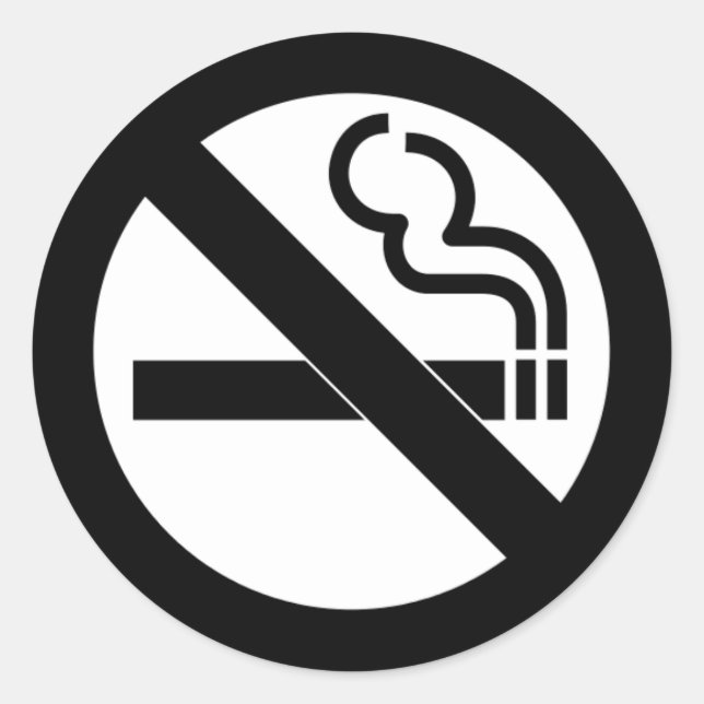 No Smoking Black and White Sign Classic Round Sticker (Front)