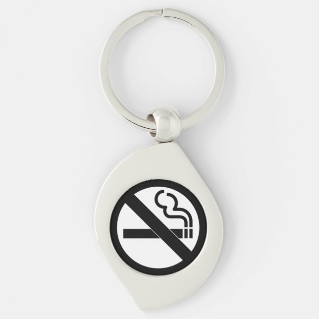 No Smoking Black and White Sign Key Ring (Front)