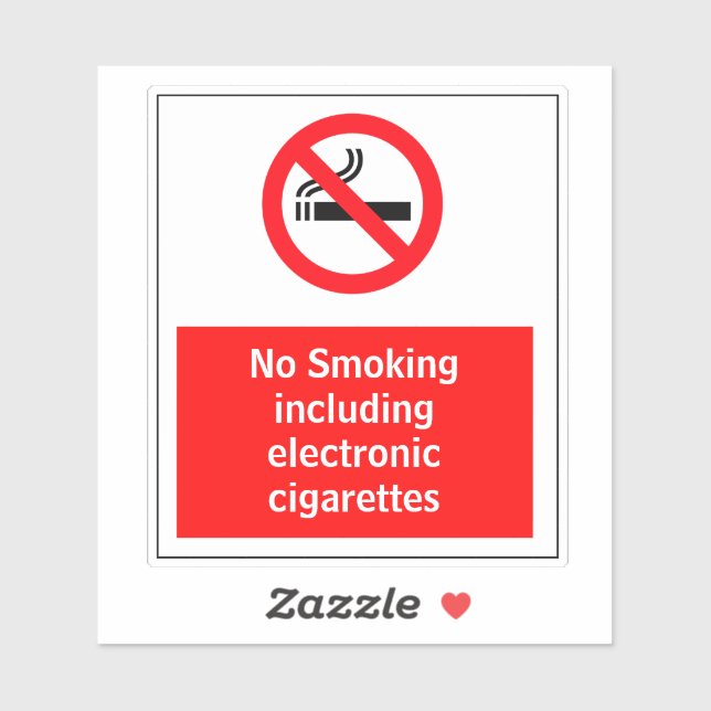 No Smoking Including Electronic Cigarettes  (Sheet)