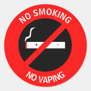 NO SMOKING NO VAPING SIGN CLASSIC ROUND STICKER