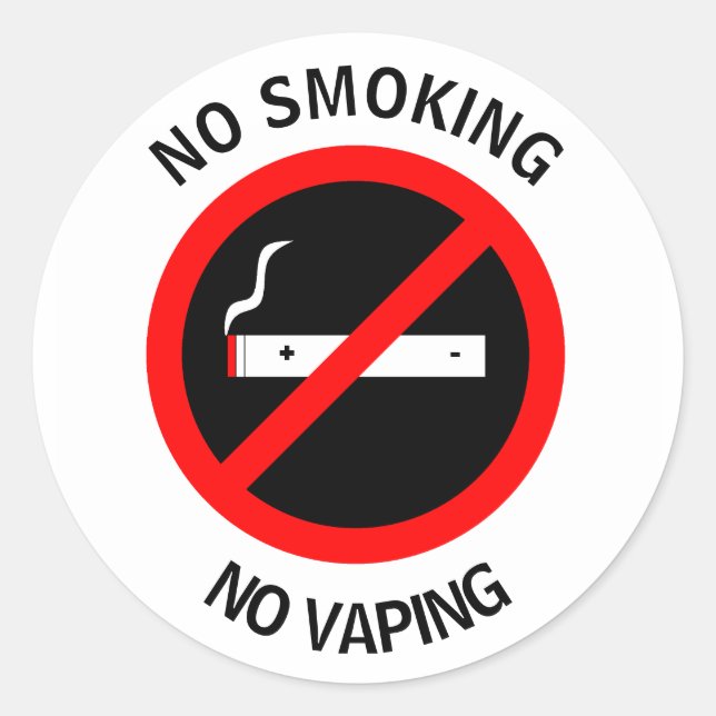 NO SMOKING NO VAPING SIGN CLASSIC ROUND STICKER (Front)